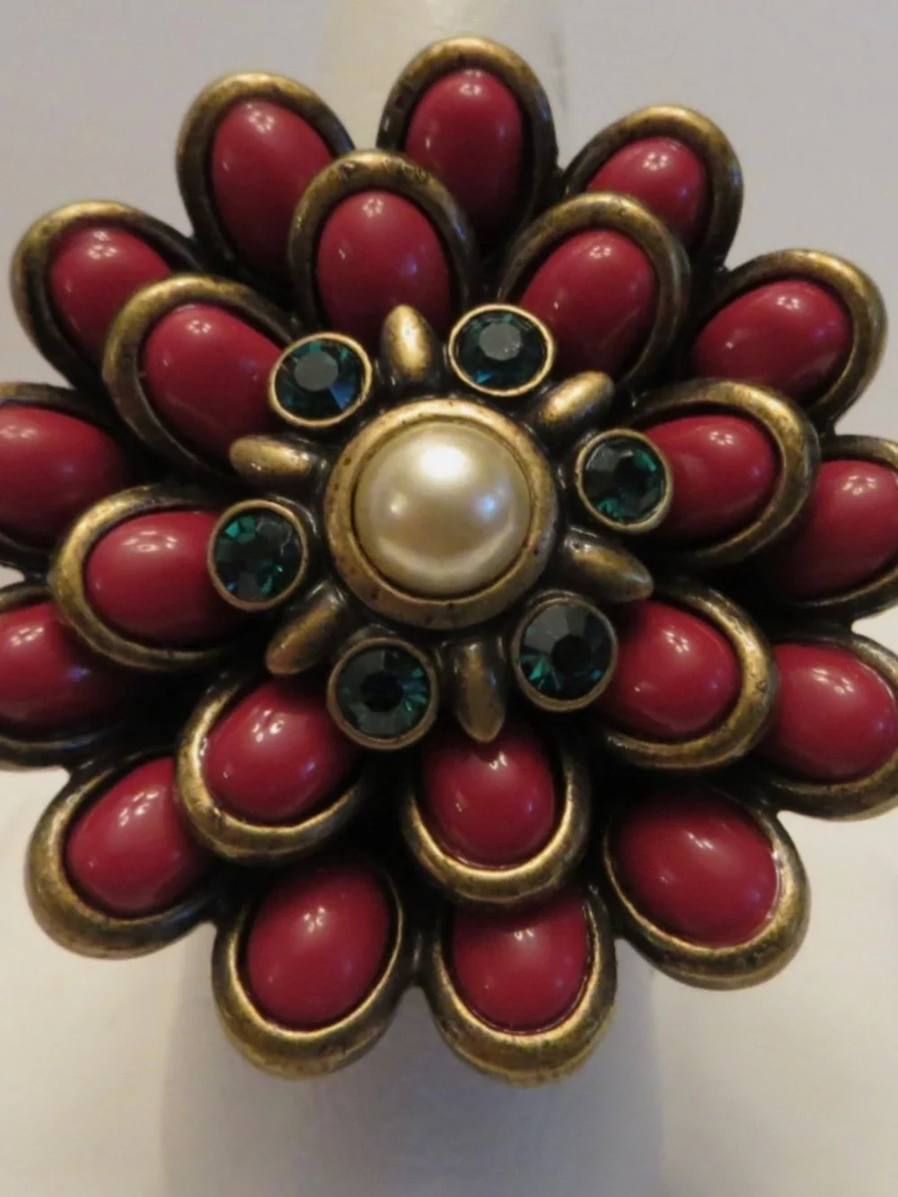 Fern Mallis Bold Cabochon Flower Ring PINK SIZE 8